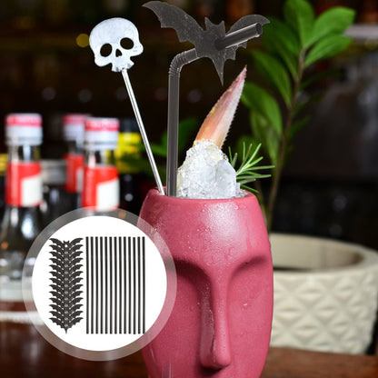 Amosfun 50 Sets Bat Straws Plastic Straws for Drinking Halloween Party Supplies