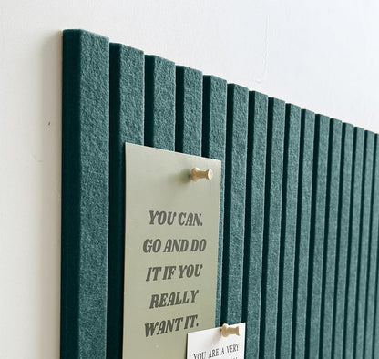 Large Cork Board for Office, 8 Pack Felt Wall Tiles with Slat Wall Paneling and Safe Removable Adhesive Tabs, Felt Bulletin Board Pin Board Cork Boards for Walls - Forest Green