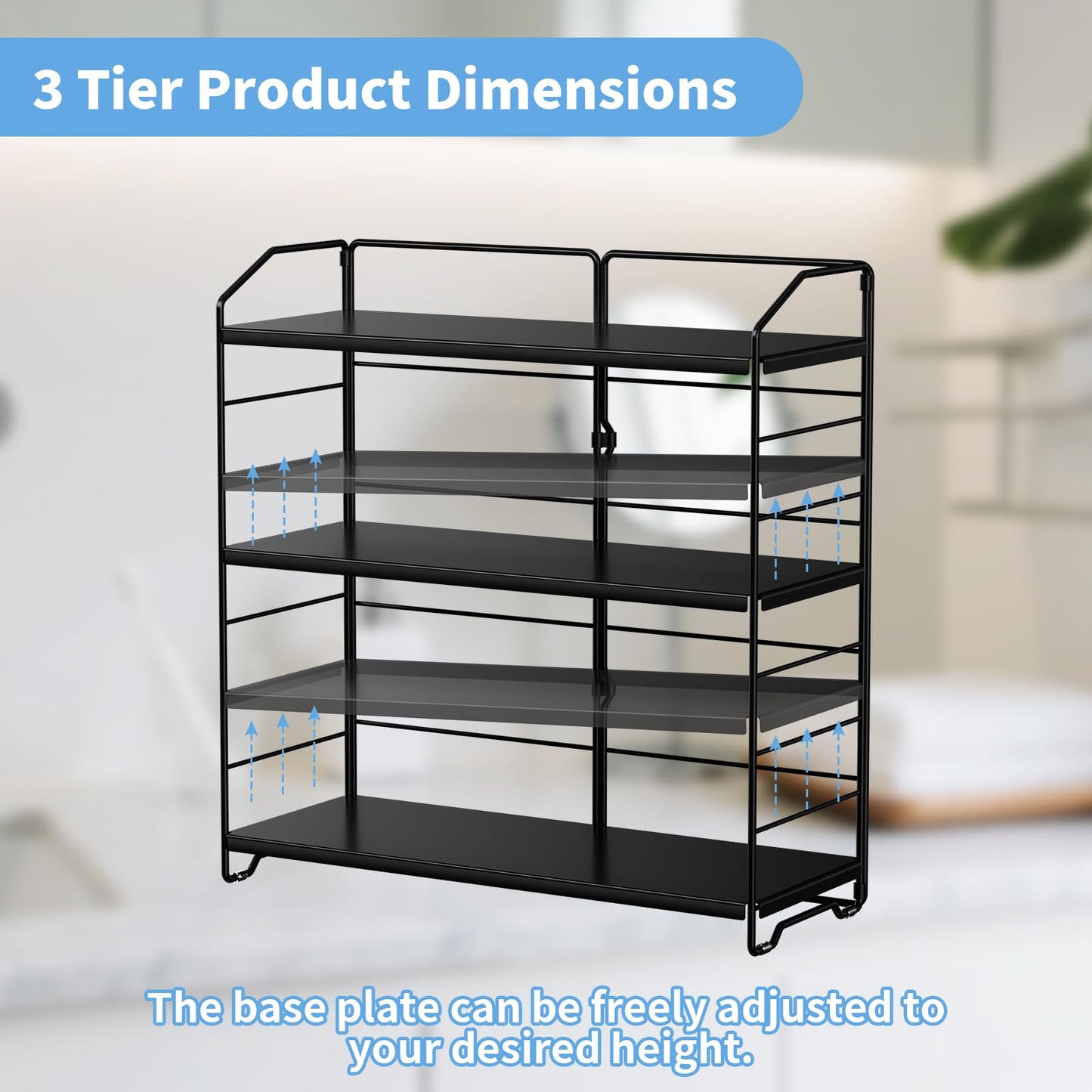 MAYZOLOP Bathroom Counter Organizer, Makeup Organizer Countertop, Countertop Storage Shelf for Bathroom Storage, Vanity, Large Skincare, Perfume, Black 3 Tier
