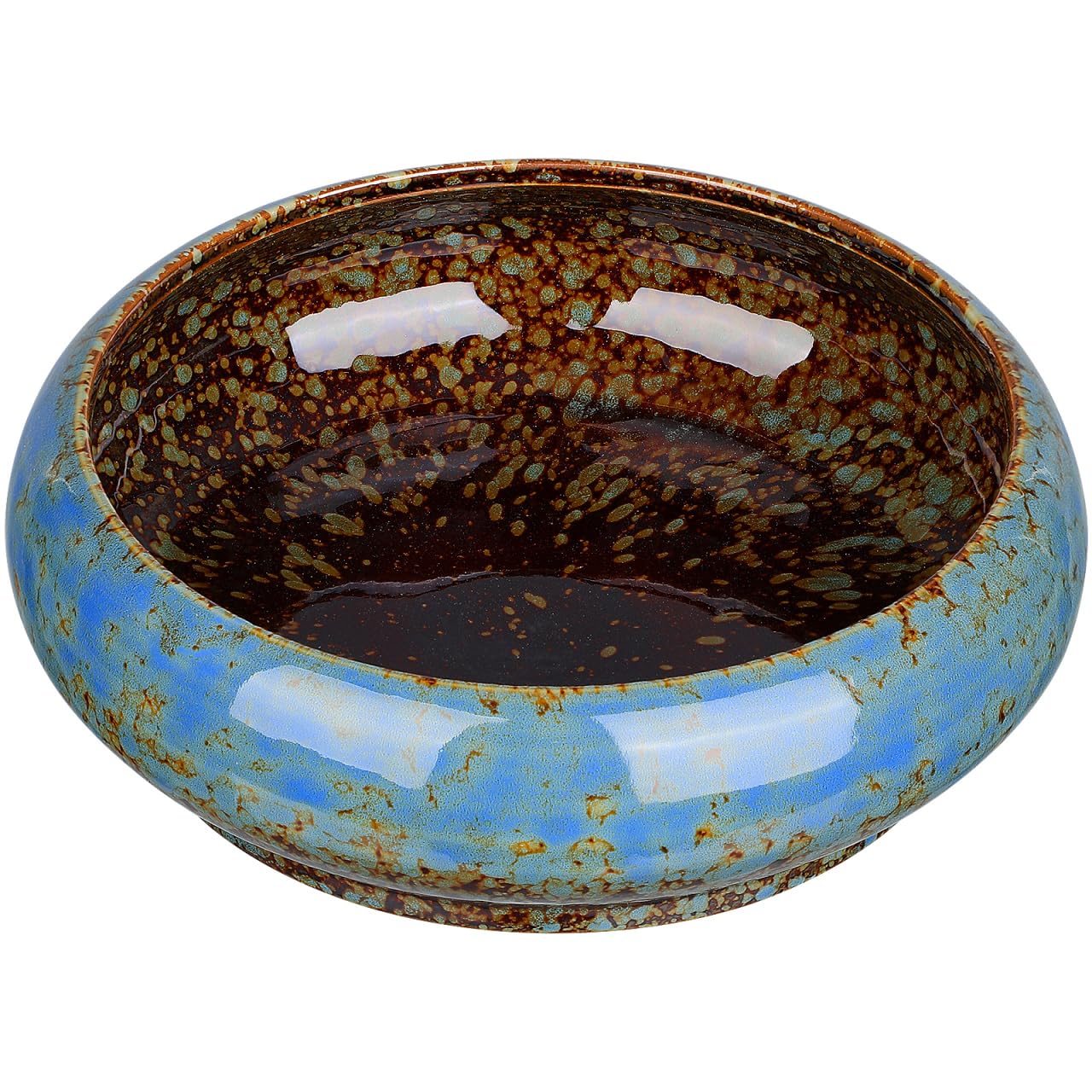 Leak-Proof Lotus Bowl Round Hydroponic Plants Pot Ceramic Planter Gardenin Succulent Pot Bonsai Planter for Outdoor Daffodil Flowerpot 7.28 Inch, Random Color