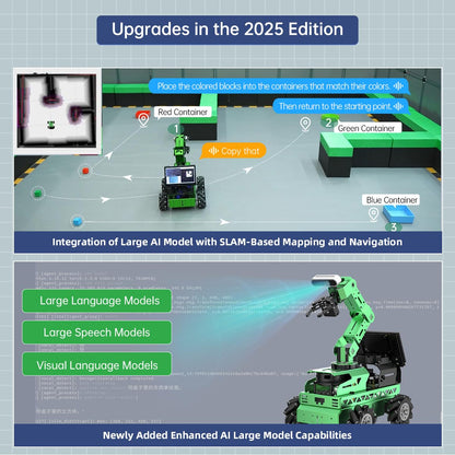 HIWONDER Robot Car with ChatGPT Large AI Model ROS2 ROS1 Education Lidar SLAM Mapping Navigation AI Vision 6DOF Robotic Arm Voice Control Smart Sorting, JetRover Developer Kit & Jetson Orin Nano 8GB