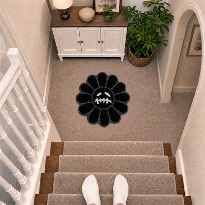 Shovagy Trippy Happy Face Rug Cool Rugs Tufted Quick Dry Bath Mats for Bathroom Non Slip Bath Mat Water Absorbent 2FT Black Bathroom Rugs Halloween Gothic Ghost Skull Horror Decor Carpet
