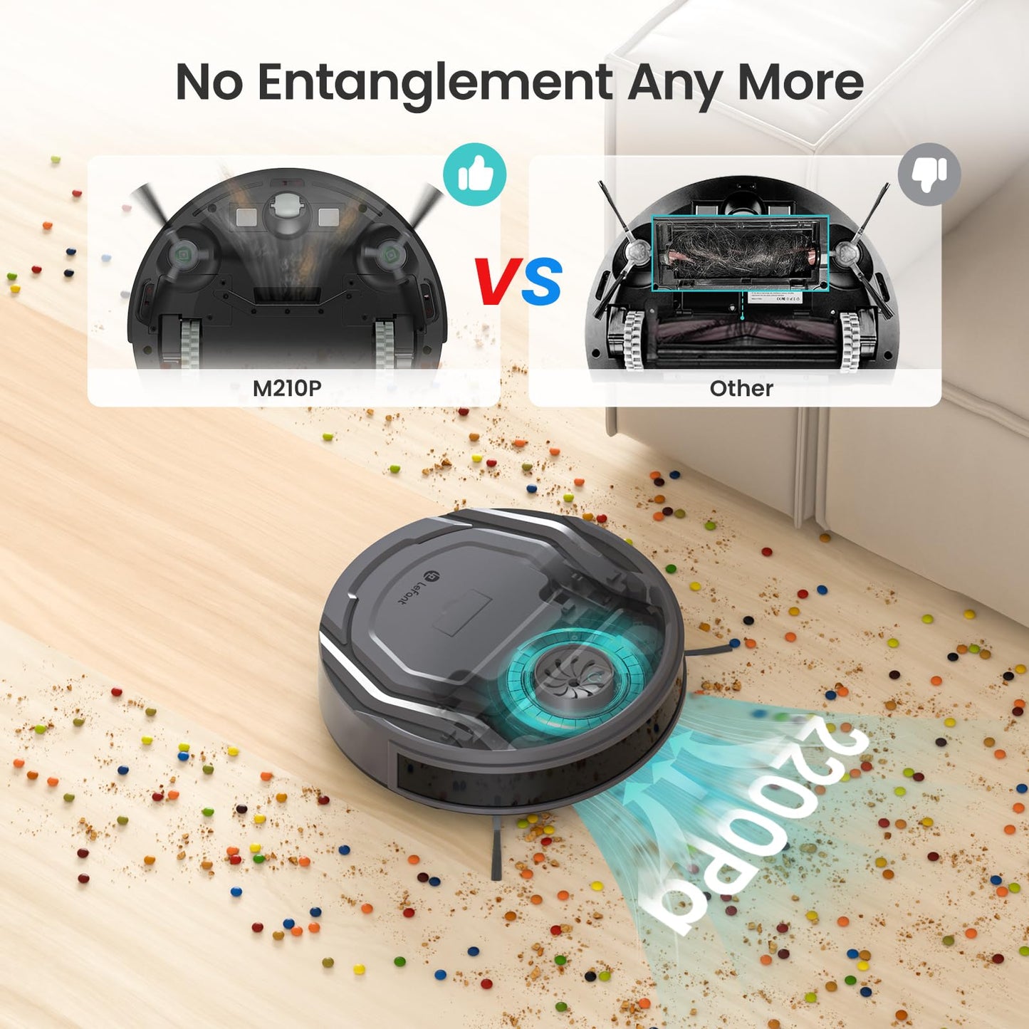 Lefant Robot Vacuums, 2200Pa Suction, 120 Min Runtime, WiFi/App/Alexa Control, Anti-Collision/Drop Sensor, Self-Charging Robotic Vacuum Cleaner, Slim, Q