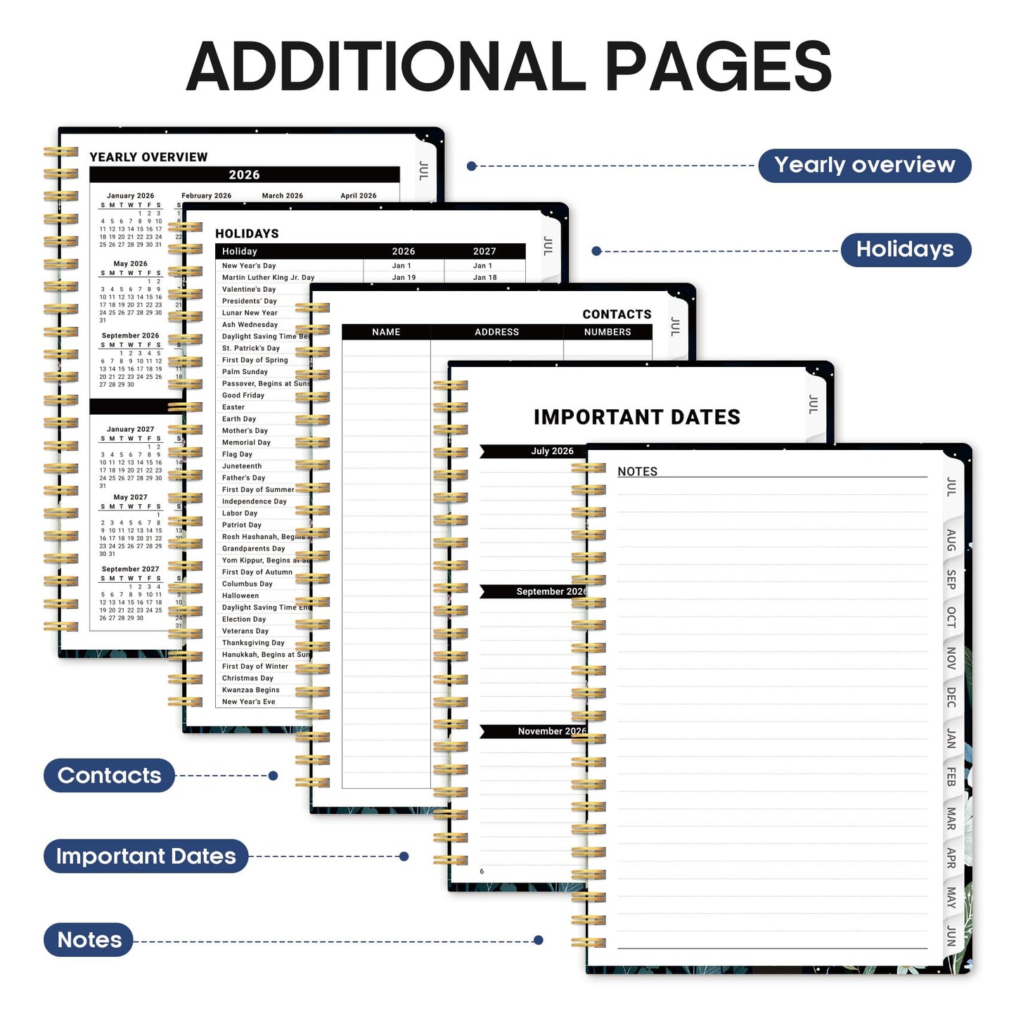Planner 2026-2027, Academic Year Monthly and Weekly Calendar Planner, Jul 2026 - Jun 2027, Hardcover Teacher Student Planning Agenda book with Tabs, Perfect for School Office Supplies, 8.5" x 11" - Celestial