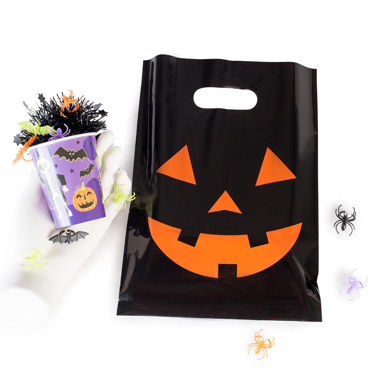 Choice Marts 100 Halloween Bags 9"x12" Glossy Great For Goodies Also Perfect as Small Halloween Bags For Trick or Treat