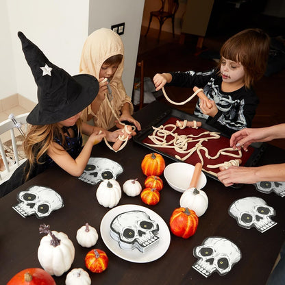 Cheerland Skull Napkins 50 Pcs Halloween Napkin Disposable Black White Skeleton Napkin Gothic Party Tableware Kids Birthday Skull Party Favors Kids Halloween Party Supplies Paper Skeleton