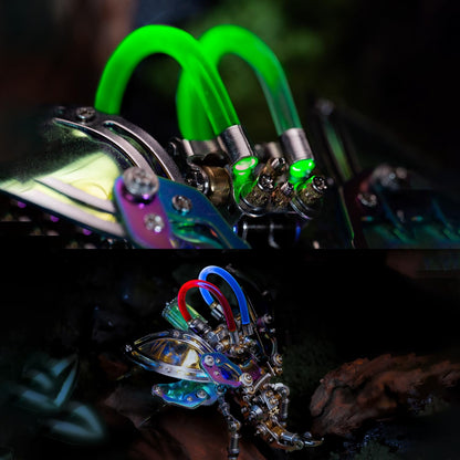 Mostarle Hercules Beetle 3D Metal Puzzle Kit for Adults, 418 PCS DIY Cyberpunk Mechanical Model with Fiber Optic Lights, Gradient Wings, Collectible Insect Building Kit Gift
