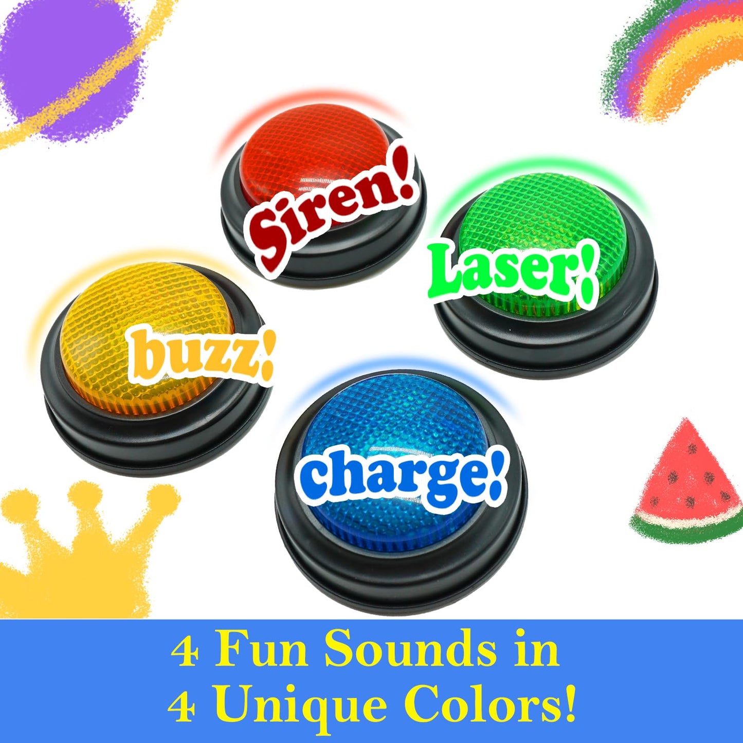 Gelabur 8-Pack Buzzers for Trivia Games, Answer Buzzers for Classroom, Family Feud Jeopardy Buzzer, Game Buzzers with Lights and Sound for Classroom