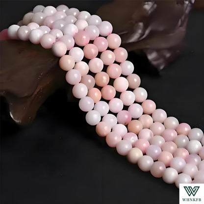 WHNKFB 8mm 50PCS Natural Undyed Pink Opal Beads, Rose Quartz-Like Gemstone Loose Beads for Love Energy Jewelry Making, DIY Craft Bulk Supplies with Elastic Cord