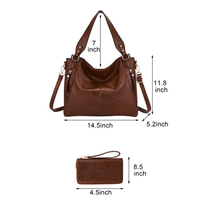 TOVAXY Women's Hobo Handbags Crossbody Bags Ladies Tote Shoulder Bags Purses and Wallet Set 2pcs