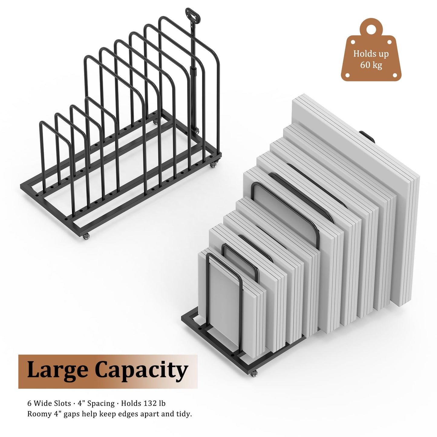 GARVIN Art Storage Rack with Caster Wheels, Art Drying Rack Metal Storage with 8 Slots and Independent Handle, Heavy-Duty Canvas Organizer for Artwork, Prints and Panels, for Art Studio, Classroom
