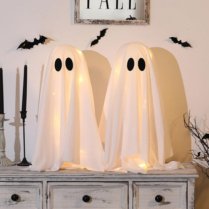 Halloween Decorations -2 Packs Spooky Ghosts with Lights-Scary Ghost for Halloween Decor Indoor Party Home Table Room Kitchen and Fireplace Decor