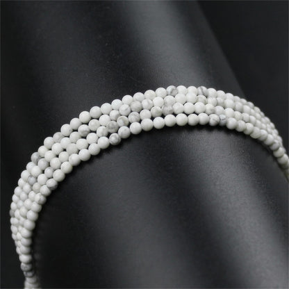 MJDCB 320pcs Natural Small Stone Beads 2mm White Howlite Round Smooth Loose Gemstone Bead for Jewelry Making Bracelets Earrings Necklaces Accessories