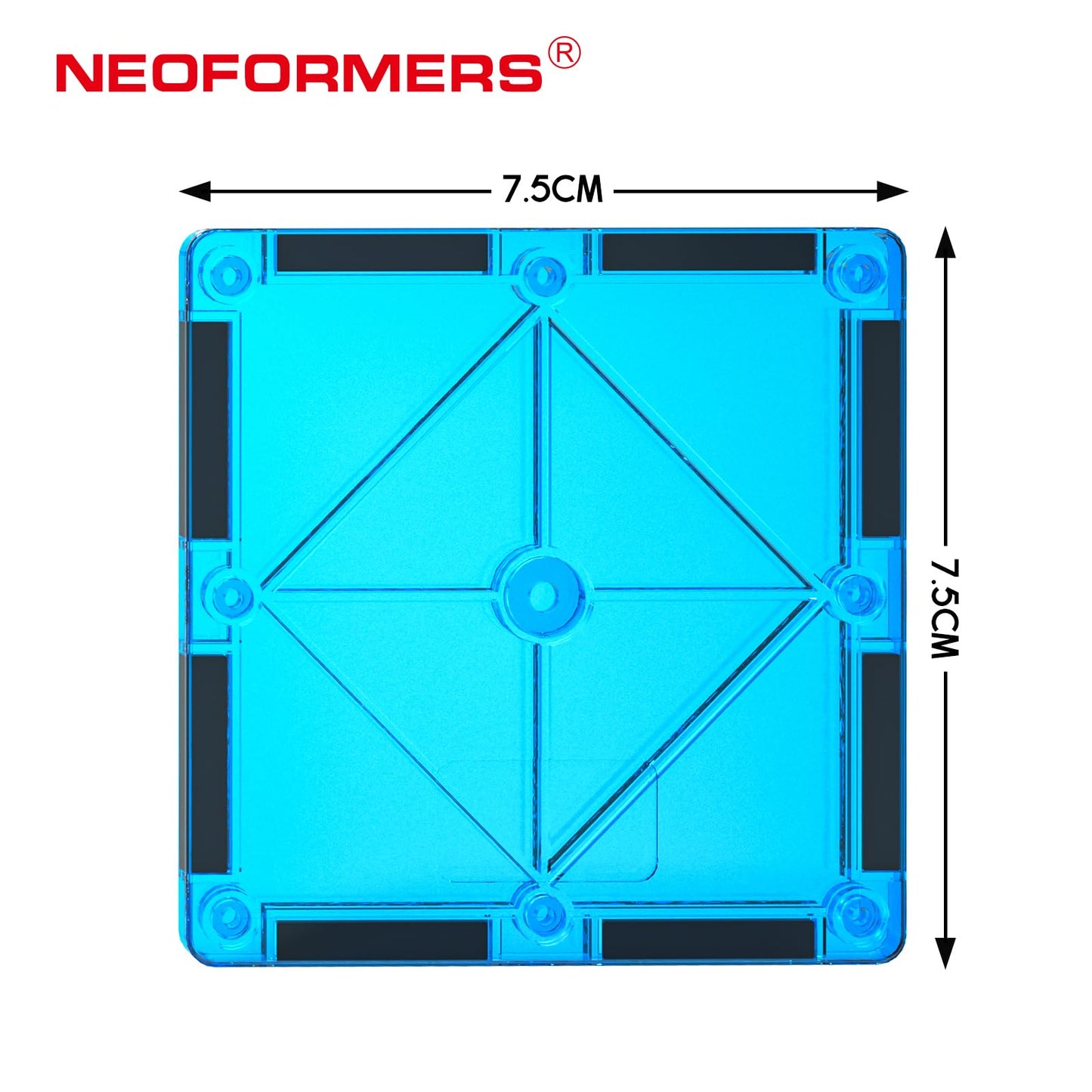 NEOFORMERS 16PCS Square Magnetic Tiles Magnet Expansion Set, Construction Building Blocks, Starter Set for Kids Ages 3+