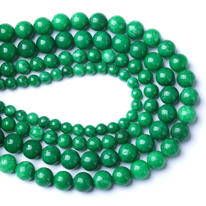 75PCS 10MM Natural Stone Green Cloudy Jade Spacer Loose Beads for Jewelry Making DIY Bracelet Necklace