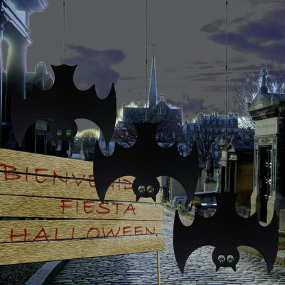 Manortang Bats Hanging Halloween Decorations with Glowing Eyes 3pcs Spooky Stylish Décor for Fun Halloween…