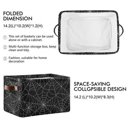 ALAZA Halloween Spider Web Black Foldable Storage Box Storage Basket Organizer Bins with Handles for Shelf Closet Living Room Bedroom Home Office 1 Pack