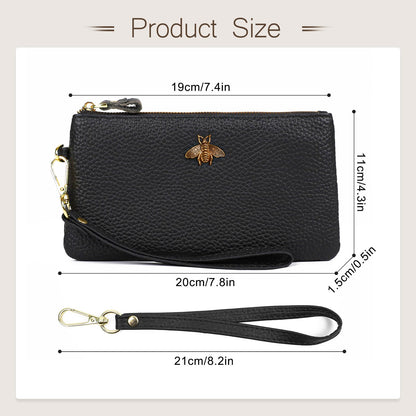 imeetu Women's Wristlet Clutch Purse Leather Cell Phone Wallet Handbag with Wrist Strap (Black)
