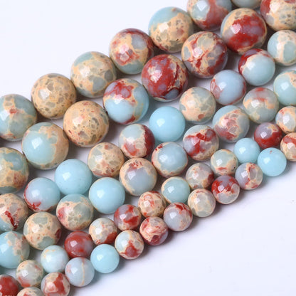 36PCS 10MM Natural Longevity Mountain Beads Round Loose Stone Beads for Jewelry Making DIY Energy Stone Healing Power Bracelet 15"