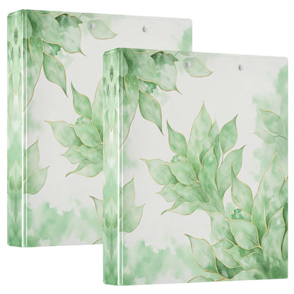 Eucalyptus Round Ring Binders 1.5 Watercolor Leaves Plant Vase 3 Ring Clipboard Binder for Office School Work Supplies File Folder 200 Sheet Capacity Easy Open