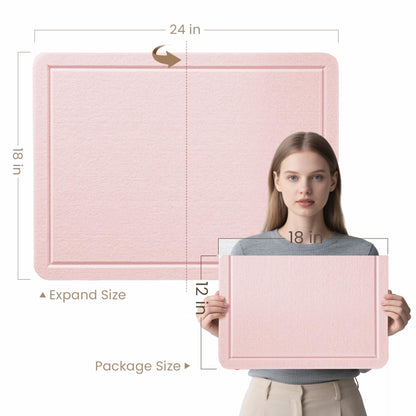 Lightomorrow Bulletin Board, 24 x 18 Inches Cork Board Alternative Decorative Felt Pin Board with Safe Removable Adhesives & 23 Push Pins for Home Office Classroom Walls-Pale Pink