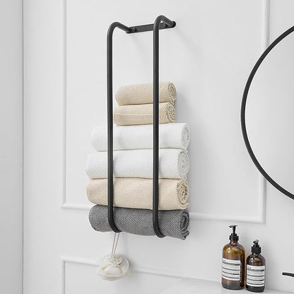 BWE Towel Racks for Bathroom Wall Mounted, Bathroom Towel Storage for Rolled Towels, Stainless Steel Vertical Towel Holder, Bathroom Organizer Black