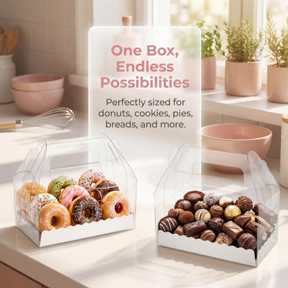 Nagpew Clear Gable Bakery Gift Box,40 Pack, Handles, Party Favor