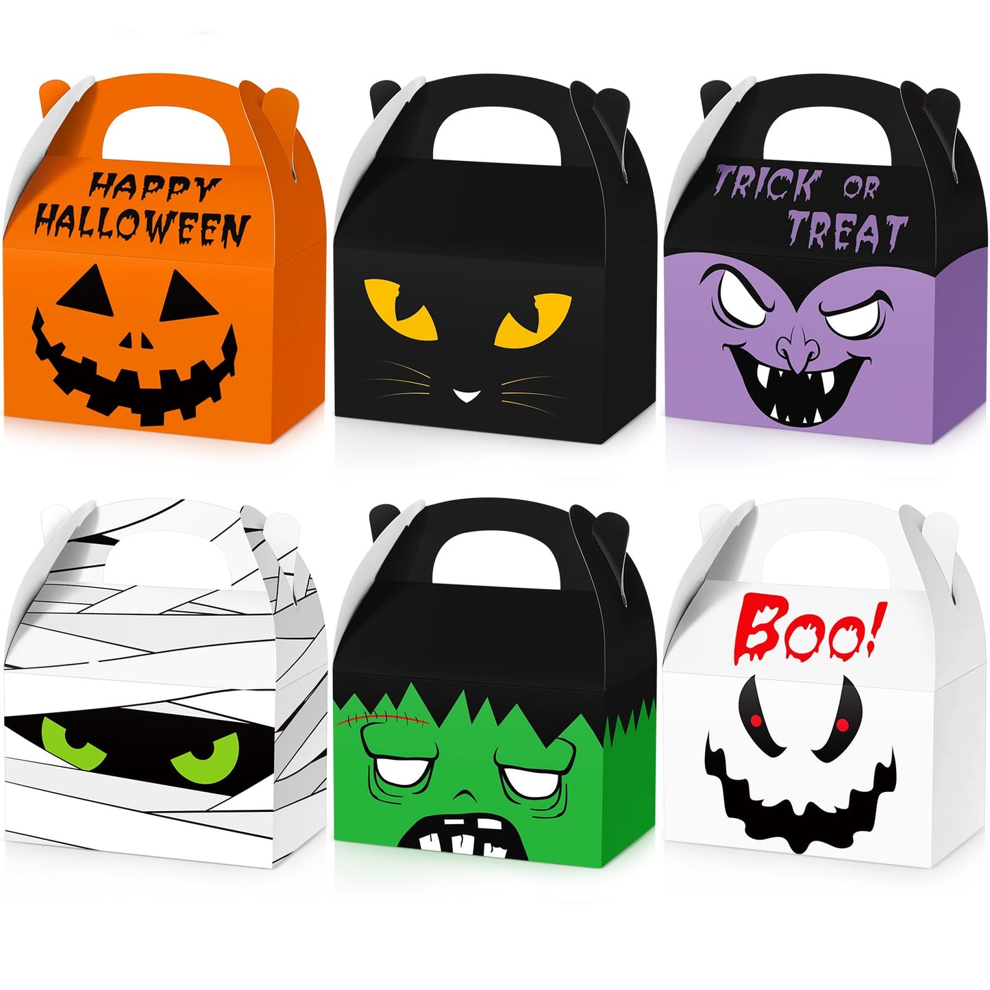 Zhanmai 30 Pcs Halloween Treat Boxes Halloween House Cardboard Goodie Boxes for Trick or Treat Halloween Party Favors Boxes with Handle for Halloween Party Supplies Kids Birthday