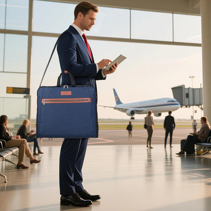BE SMART Waterproof Foldable Garment Bags for Travel, 51" Large Travel Hanging Bags for Clothes, Carry on Suit Bag with Strap for Men Women, Wrinkle Free Luggage Suit Cover for Business Trips(Blue)