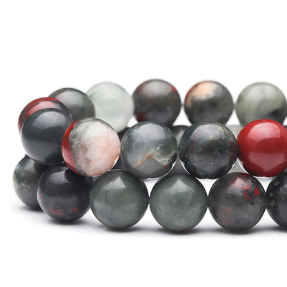 Youngbling Natural Gemstone Beads for Jewelry Making,10mm African Bloodstone Polished Round Smooth Stone Beads for Bracelet Necklace 15 Inch(African Bloodstone,10mm)