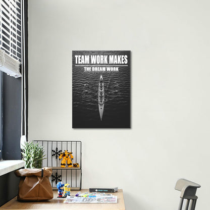 Motivational Canvas Wall Art Team Work Makes the Dream Work Print Poster Successful Entrepreneur Quotes Picture Painting for Office Class Room School Wall Decoration Stretched and Framed [18''Wx24''H]
