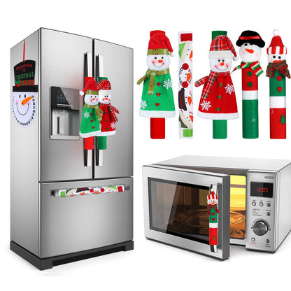 Gejoy 7 Pieces Christmas Refrigerator Handle Covers Set Snowman Refrigerator Door Handle Covers and Snowman Advent Clock Calendar for Christmas Kitchen Appliance Handle Decorations