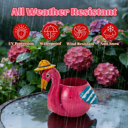 The Aura Collective Flamingo Planter Small Succulent Pots Metal Animal Planters, Decorative Flower Pot Indoor Garden Statues Yard Art Decor