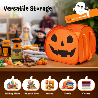 YOHOOLYO 95L Large Cute Halloween Pumpkin Boo Basket with Handles, Trick or Treat Candy Bucket Bag, Halloween Decor for Kids, Candy Buckets & Tote Bags for Party Favor Supplies