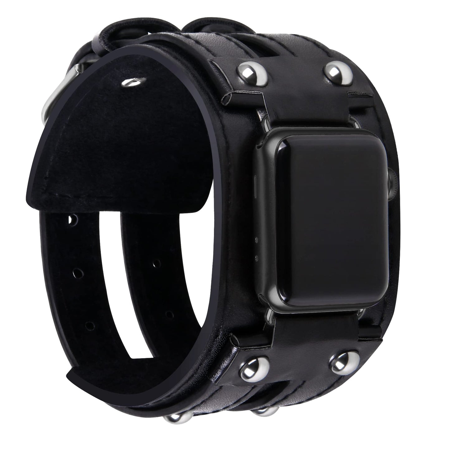 VIQIV Leather Bangle Watch Band for Apple Watch Series 8, 7, 6, 5, 4, 3, 2, 1, 8.5"-160mm