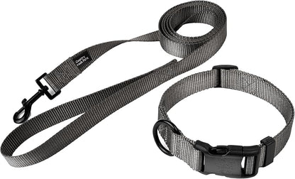 Country Brook Petz - Everyday Nylon Dog Collar and Leash - 10+ Cool Colors (3/4 Inch, Medium, Charcoal)