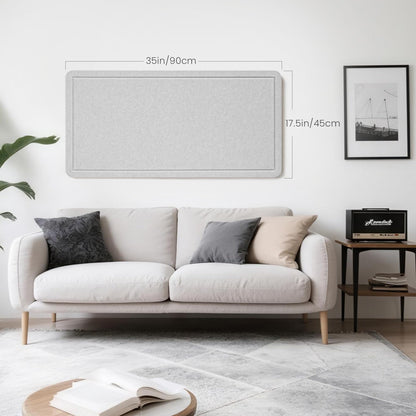 Lightomorrow Bulletin Board, 35 x 17 1/2 inches Felt Board - Decorative Pin Board, Cork Board Alternative for Wall, Foldable Self-Adhesive Vision Board Prayer Board with 20 Pushpins - Light Gray