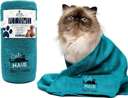DAN RIVER Dog Towel - Pack of 1, 100% Cotton, 20x40, Ultra Soft 450 GSM, Super Absorbent & Quick Drying Towel for Dogs, Cats, and Other Pets, Teal.