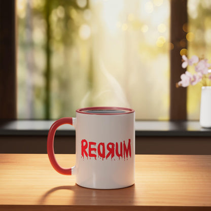 Redrum T Shirt Scary Creepy Bloody Halloween T Shirt Ceramic Mug, Red/White
