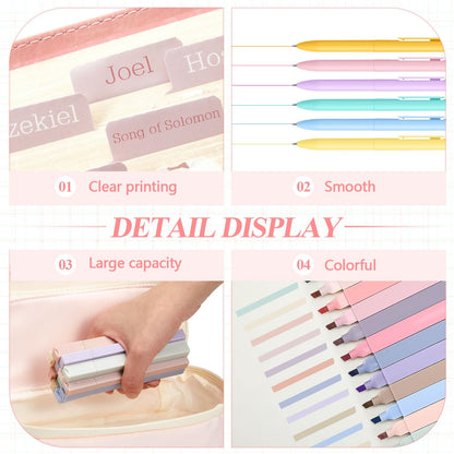 98 Pcs Bible Study Supplies, Bible Journaling Kit for Women, Aesthetic Study Kit with Pencil Case Book Annotation Aesthetic Highlighters Notes Gel Pens for Office Christian Gifts Christmas(Pink)