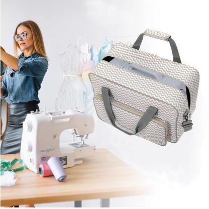 Haroranax Sewing Machine Case - Travel sewing machine bag with handle - New Sewing Machine Carrying Case - Suitable for Singer, Brother, Janome, and Most Standard Sewing Machine (White)