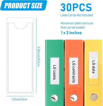 Chinco 30 Pack Self-Adhesive Index Card Pockets with Top Open for Loading - Ideal Index Card Holder for Organizing and Protecting - Crystal Clear Plastic (1.2 x 3.35 Inches)