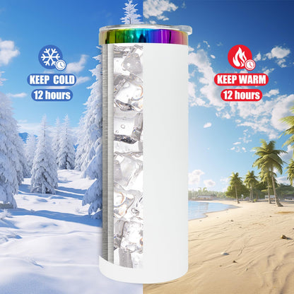 FunTrans 20 oz Skinny Tumblers Stainless Steel Tumbler with Lid and Straw Double Wall Vacuum Insulated Coffee Mug 20oz Powder Coated Cup for Hot and Cold Drinks(White,1 pack)