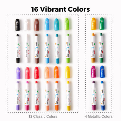 Tempera Paint Sticks, 16 Colors Jumbo Paint Sticks for Kids, Washable, Quick Drying, Non-Toxic, Toddler Art Supplies for Paper Stone Wood Canvas, Easter Gifts for Kids