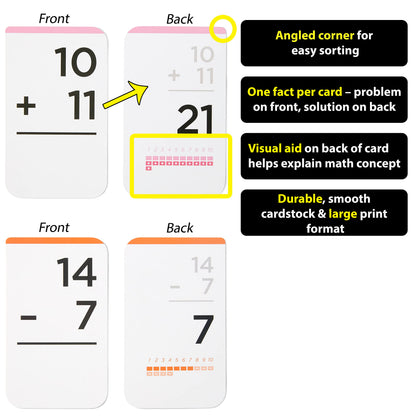 Think Tank Scholar 346 Addition and Subtraction Flash Cards Set (Award Winning) All Facts Color Coded, for Kids in Kindergarten, 1st, 2nd, 3rd Grade Class or Homeschool - Games & Chart