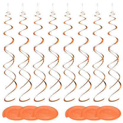uxcell 42pcs Orange Hanging Swirls Decorations, Plastic Spiral Party Streamers Ceiling Decoration Twin Tails Party Swirls for Birthday Wedding Anniversary Celebration Christmas