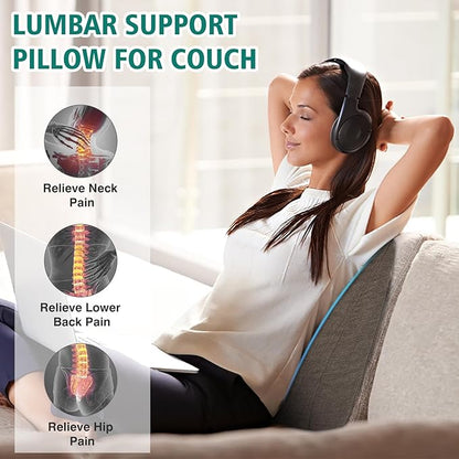 TANYOO Back Support Pillow for Recliner Soft Dual Layer Lumbar Support Pillow with Shredded Memory Foam Ergonomic Orthopedic Couch Lumbar Cushions for Elderly Lower Back Pain Relief Brown