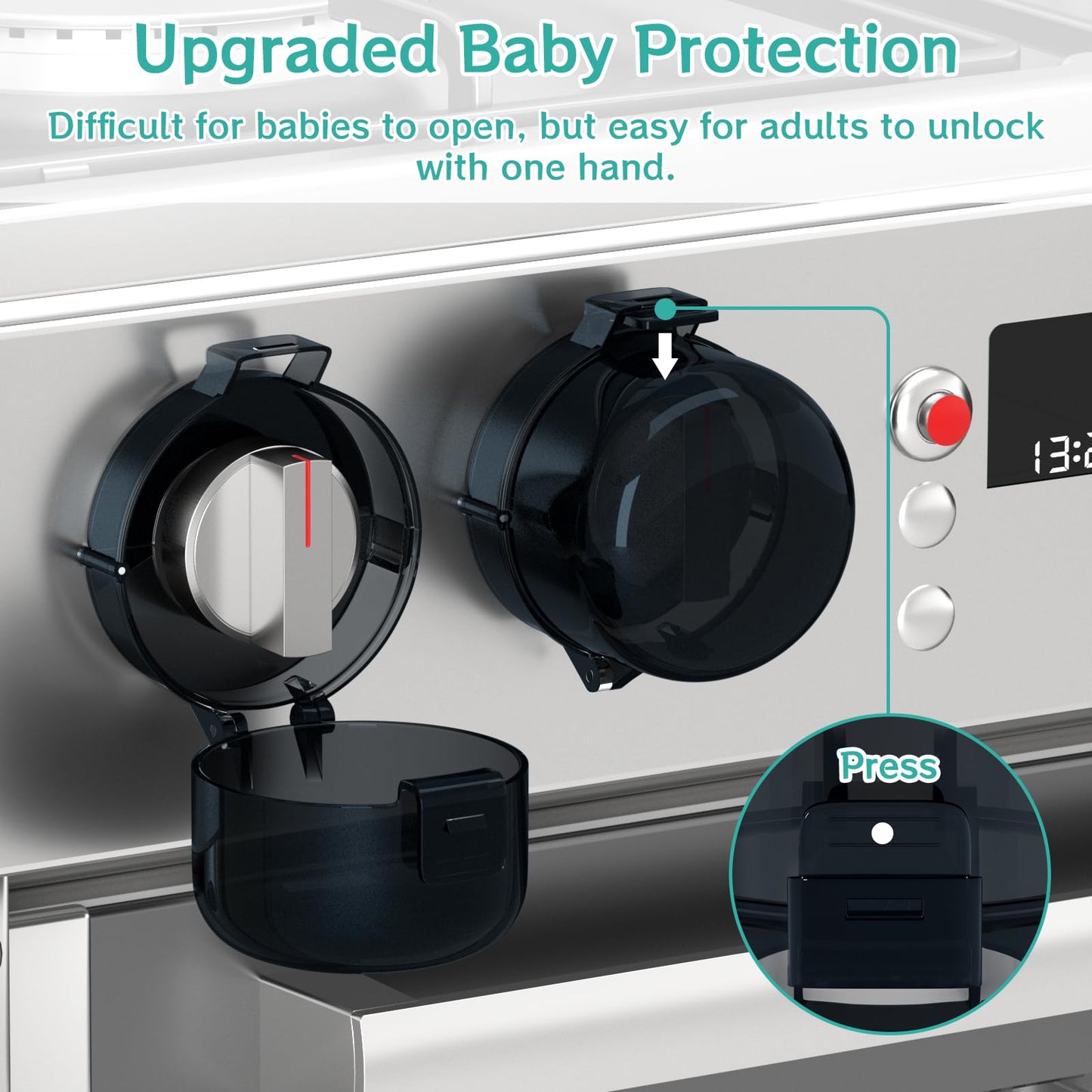 Stove Knob Covers for Child Safety,AOSITE Upgraded Gas Knob Covers for Kids Stove Guard with Strong Adhesive, 5 Pack Durable Design Childproof Oven Knob Locks for Babies and Pets,No Screws or Drill
