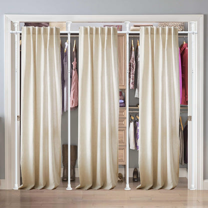 Room Divider Curtain Rod - 4-10ft(H) 28-171inch(W) Adjustable No Drilling Curtain Divider for Room Separation,Heavy Duty Floor to Ceiling Curtain Stand,Wall Divider for Space Separator Partition,White