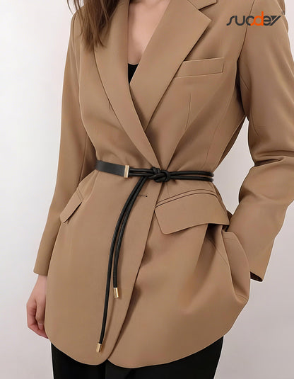 SUOSDEY Women Leather Knotted Thin Waist Belt for Dresses Jeans Pants Ladies Waist Rope Belts,Width 0.75"